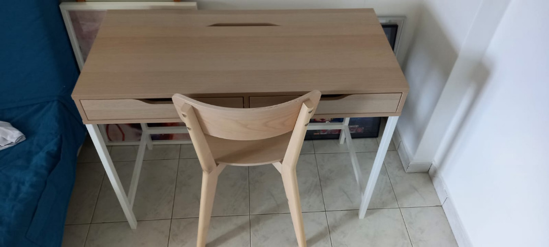 White stained oak deals desk