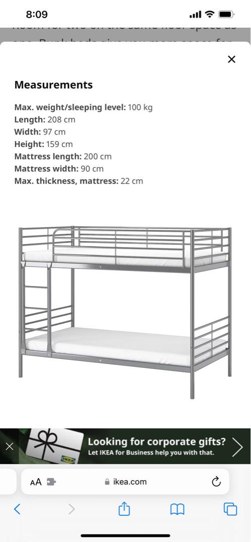 Ikea bunk bed (metal & sturdy), Furniture & Home Living, Furniture, Bed