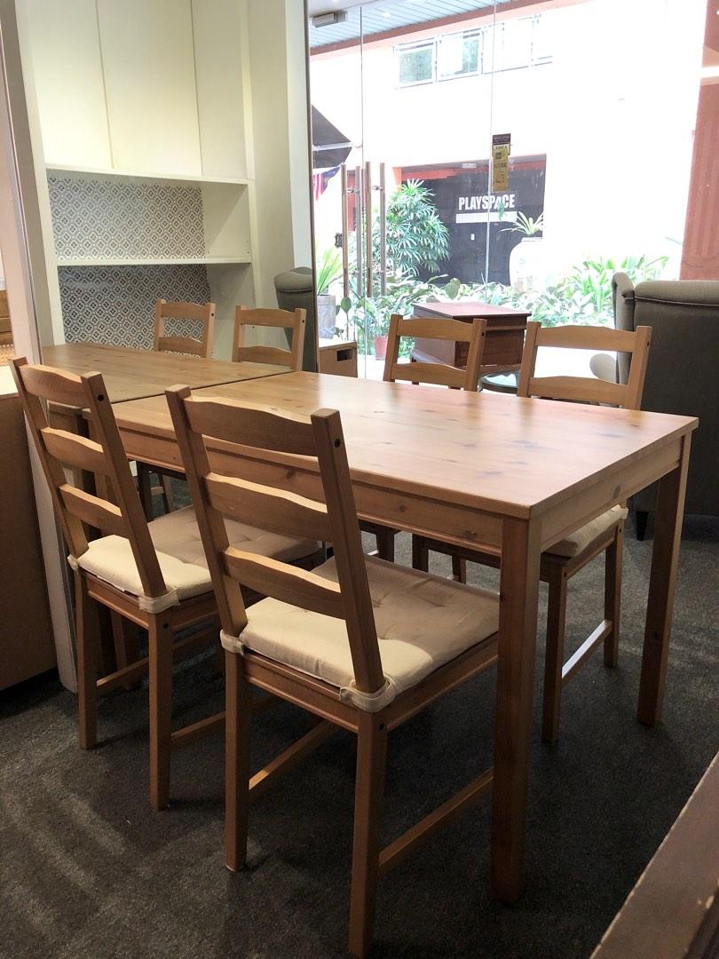 Ikea Jokkmokk dining table 4 chairs with cushion pads