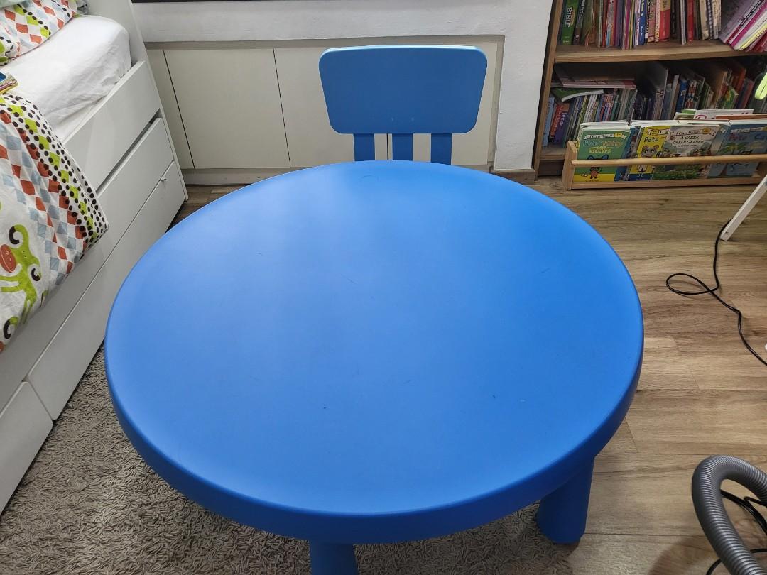 Ikea Mammut Round Table and Chair, Furniture & Home Living, Furniture, Tables & Sets on Carousell