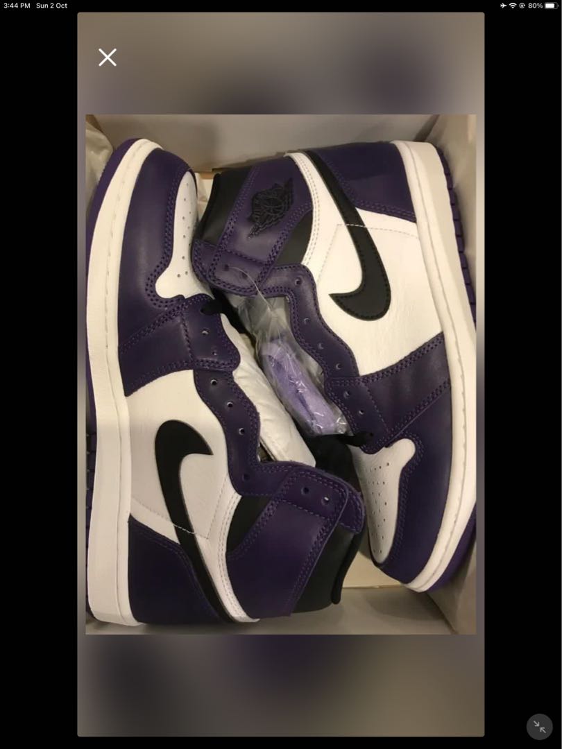 Jordan 1 Court Purple 2 0 US10 5 Men #39 s Fashion Footwear Sneakers on