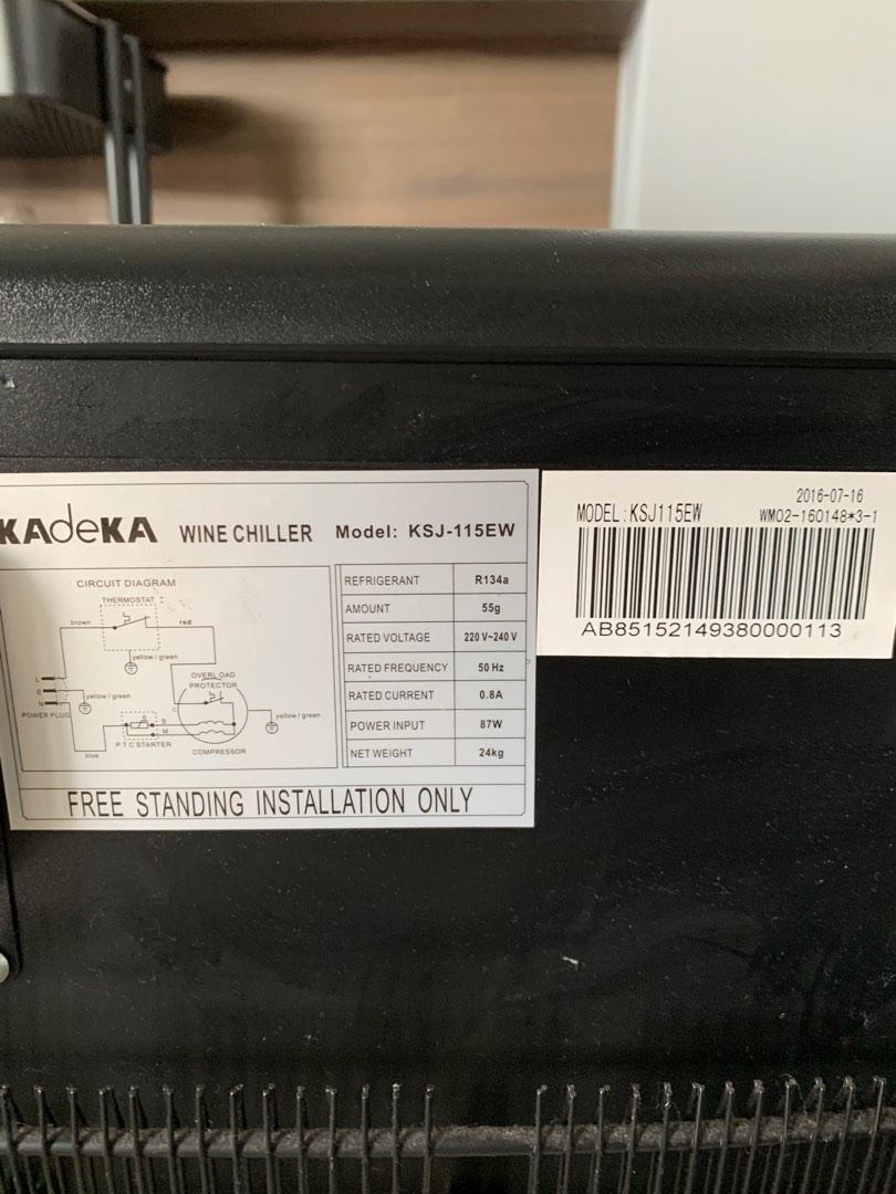 Kadeka wine chiller KSJ115EW, TV & Home Appliances, Kitchen Appliances