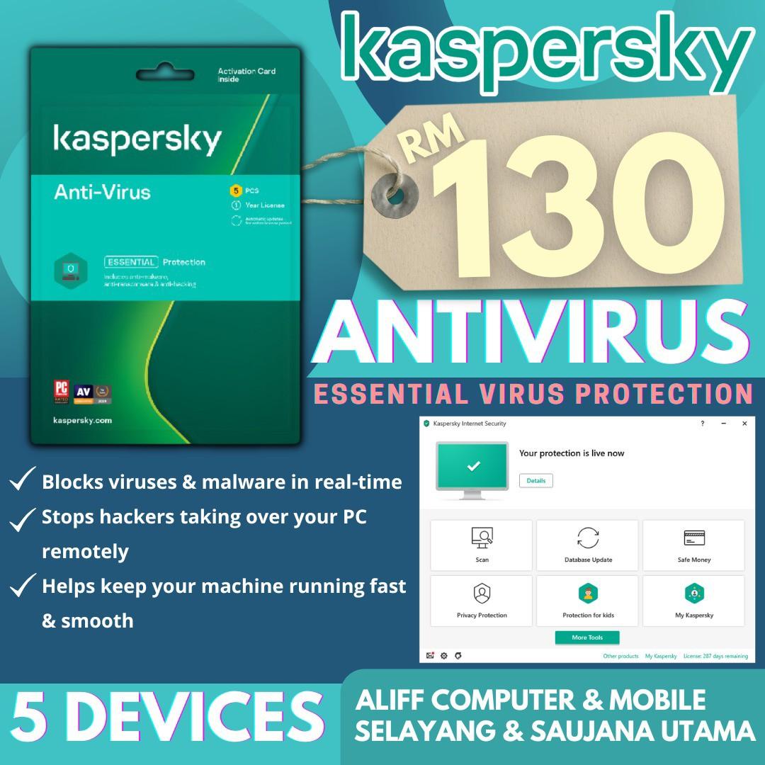 Kaspersky Antivirus 5 devices, Computers & Tech, Parts ...