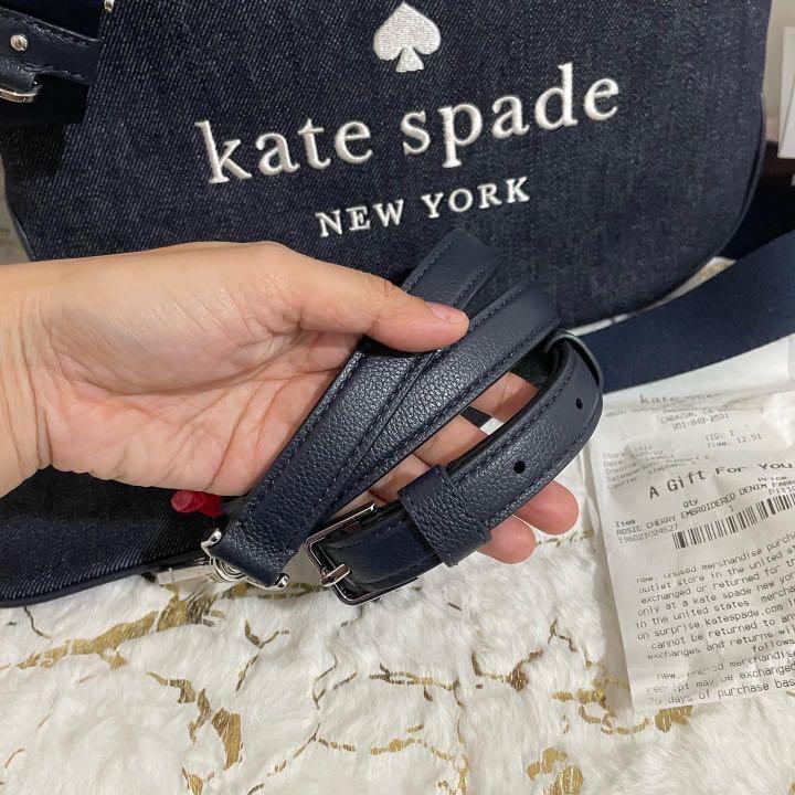 Kate Spade Rosie Cherry Embroidered Denim Flap Camera Bag