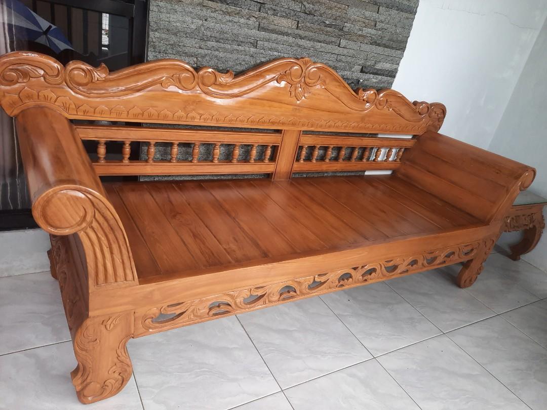 kursi + meja panjang kayu