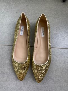 Gold glitter sale flats womens