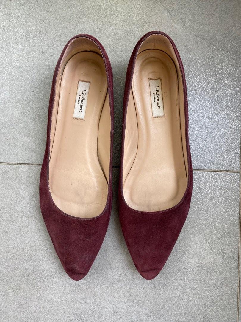 L.K.Bennett Maroon Suede Pointed Flats