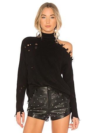 Lovers and Friends Arlington sweater in black asymmetrical cutouts Women s Fashion Tops Longsleeves on Carousell