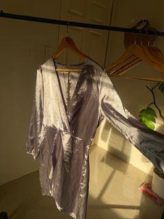 Low V-neck Satin Dress