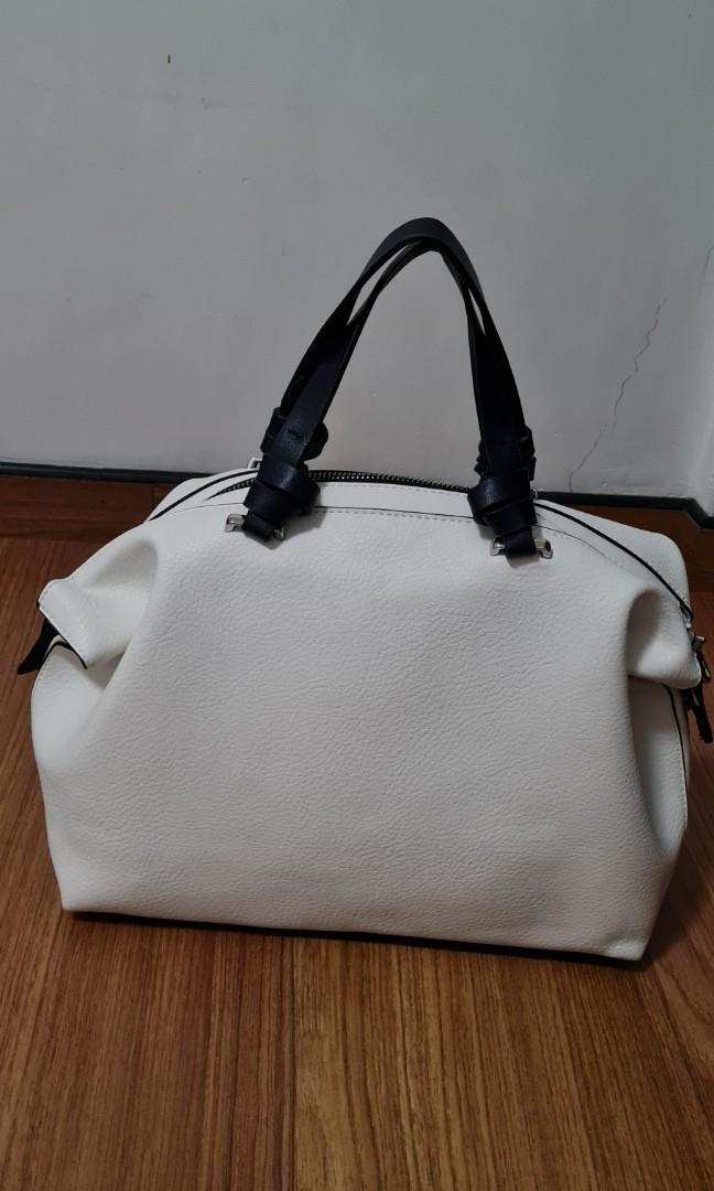 M&S white bowler bag/tote, Women's Fashion, Bags & Wallets, Tote Bags