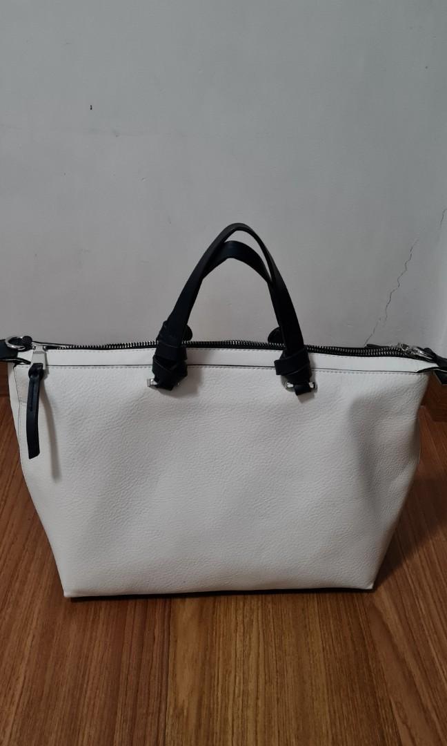 M&S white bowler bag/tote, Women's Fashion, Bags & Wallets, Tote Bags
