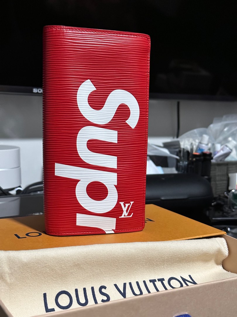 Louis vuitton x supreme brazza wallet epi red clearance
