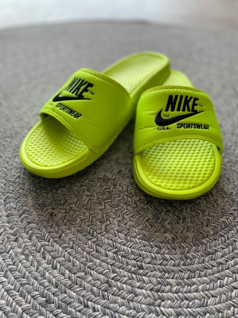 Lime green nike slides cheap