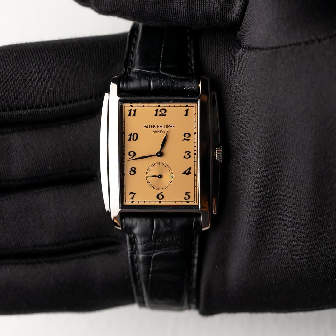 [SOLD - DM to SOURCE] Patek Philippe PP Gondolo White Gold Salmon dial 5124 (Category: Watches) located in Singapore. Submitted by calibre65 (Listing ID 1188304243, Image 2). Description: This piece has been SOLD. DM us and we can source a similar piece for you! Patek Philippe PP Gondolo White Gold Salmon dial Reference Number: 5124 Condition: Like New No box, no papers Dated: Nil Size: 33x43mm Case material: White Gold Strap material: Leather --