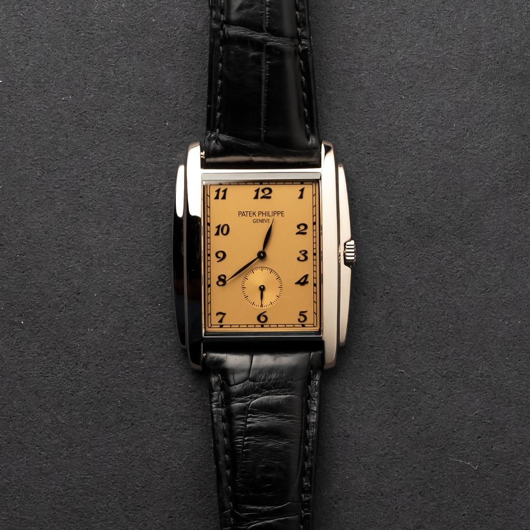[SOLD - DM to SOURCE] Patek Philippe PP Gondolo White Gold Salmon dial 5124 (Category: Watches) located in Singapore. Submitted by calibre65 (Listing ID 1188304243, Image 1). Description: This piece has been SOLD. DM us and we can source a similar piece for you! Patek Philippe PP Gondolo White Gold Salmon dial Reference Number: 5124 Condition: Like New No box, no papers Dated: Nil Size: 33x43mm Case material: White Gold Strap material: Leather --