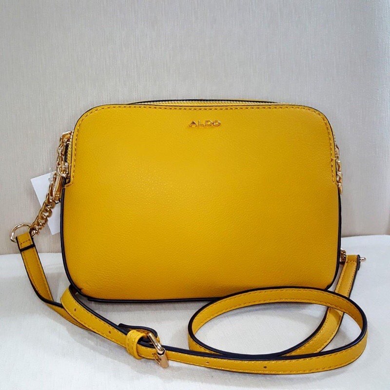 ORIGINAL ALDO Serle Double Zip Crossbody Bag YELLOW, Women's Fashion
