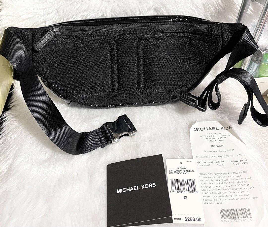 Original Michael Kors Cooper Shiny Black Utility Belt Bag, Men's
