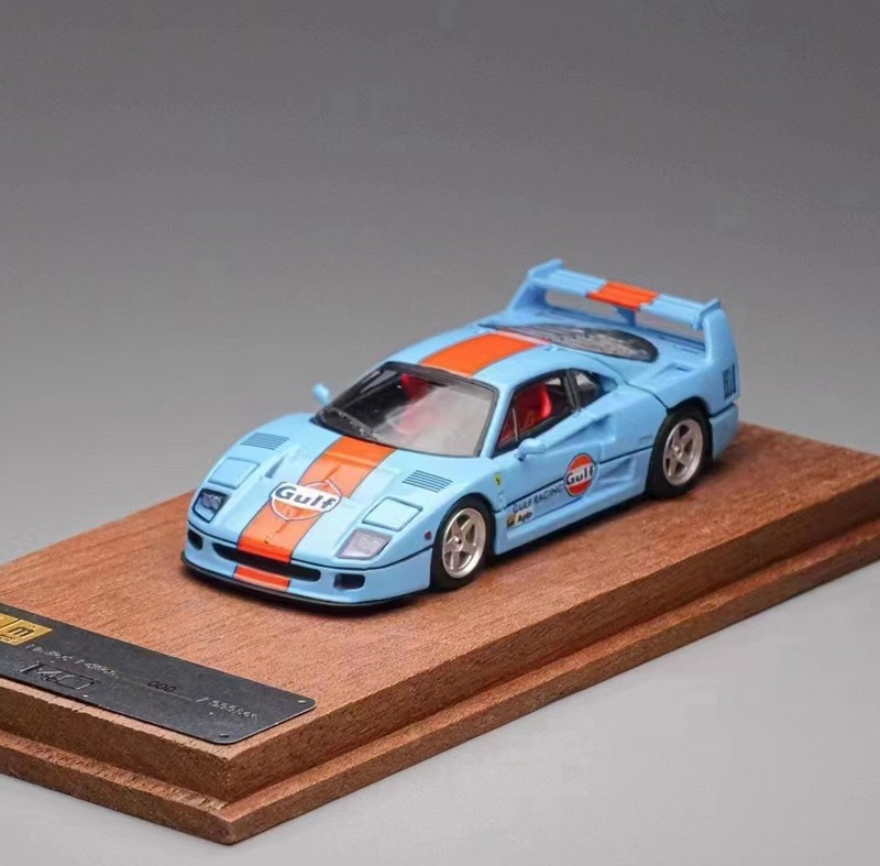 PGM 164 Scale Ferrari F40 LM Gulf Limited Diecast Car Model Fully Open