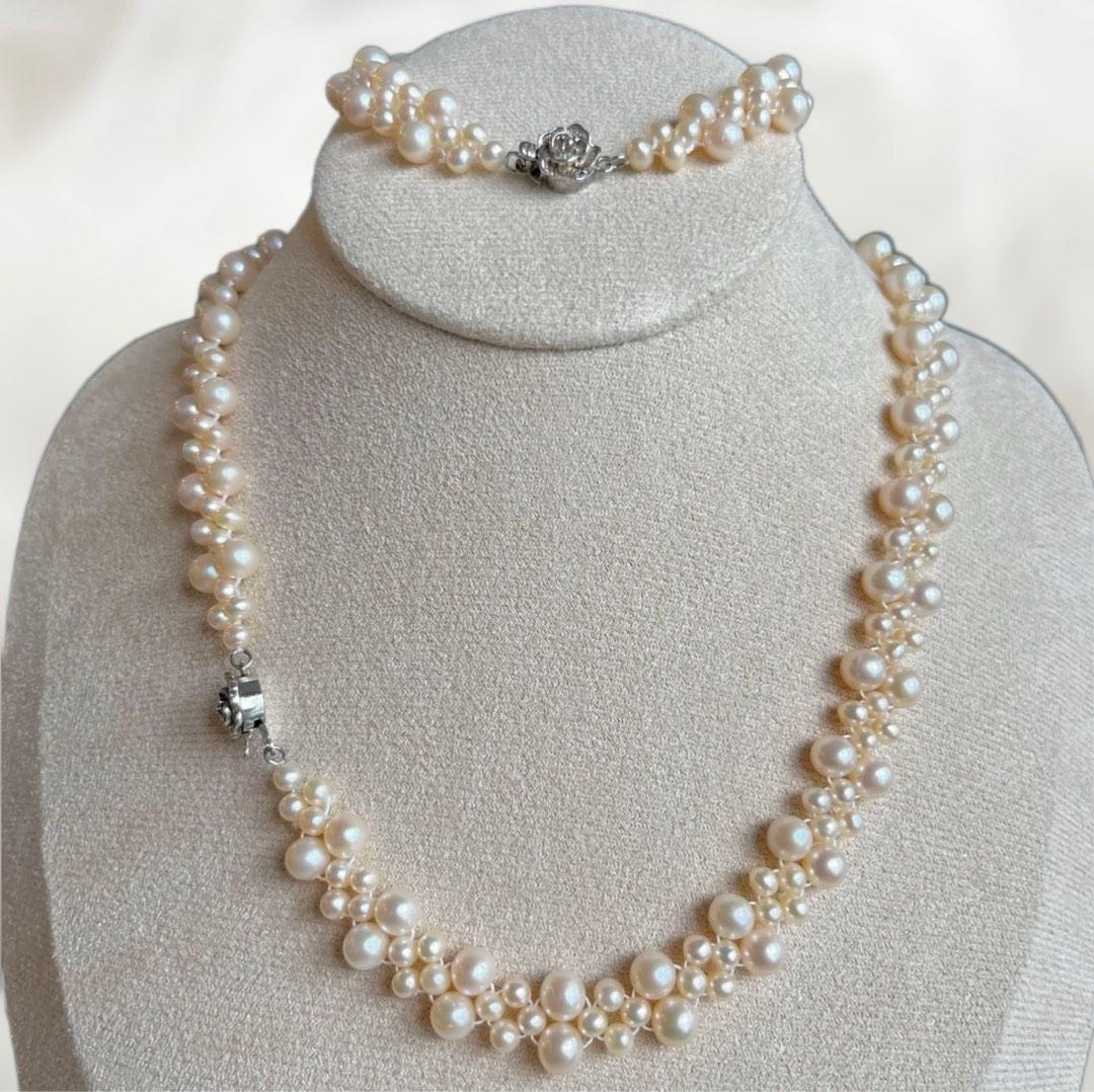 Freshwater pearl necklace discount and bracelet set