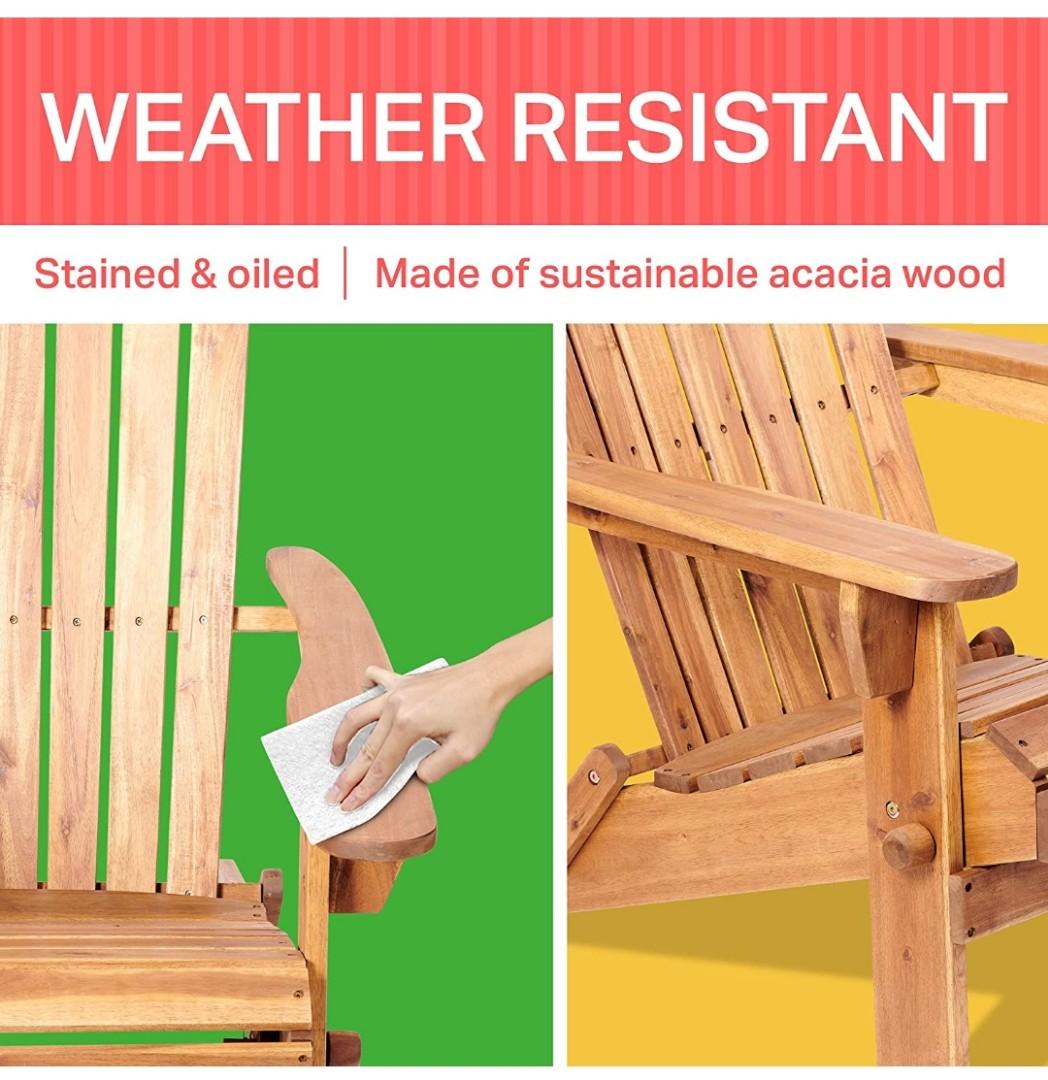 Plant Theatre Wooden Adirondack Chair Weather Resistant, Acacia Wood