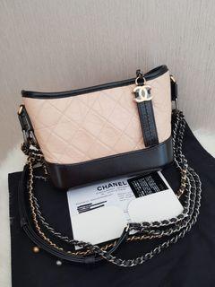 Preloved chanel gabrielle small beige black #27 (db, card,holo