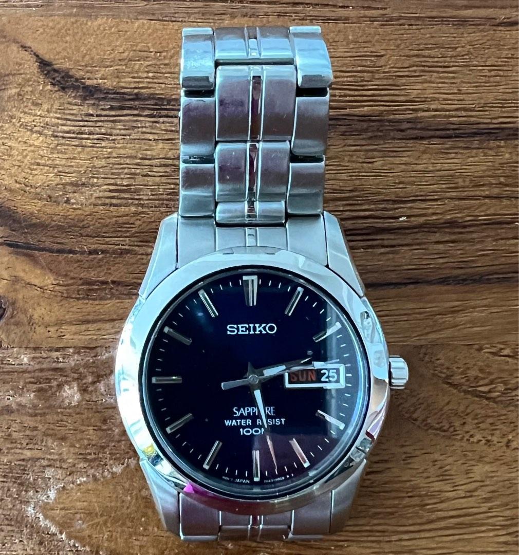 SEIKO Blue Sapphire Crystal Stainless Steel 35mm Watch, Luxury, Watches on  Carousell