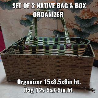 SET OF 2 NATIVE BAG & BOX ORGANIZER