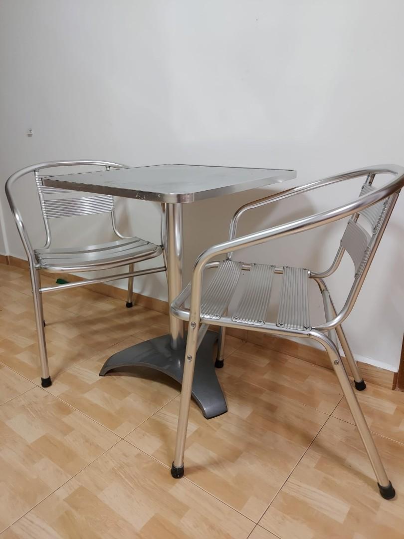 Set of aluminium table and chairs, Furniture & Home Living, Furniture