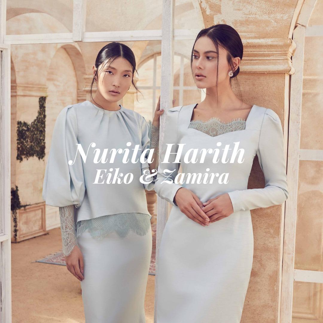 Sewa Rent Nurita Harith Eiko Baju Kurung Kedah Dusty Blue Graduation Wedding Tunang Event Party Women s Fashion Muslimah Fashion Baju Kurung sets on Carousell
