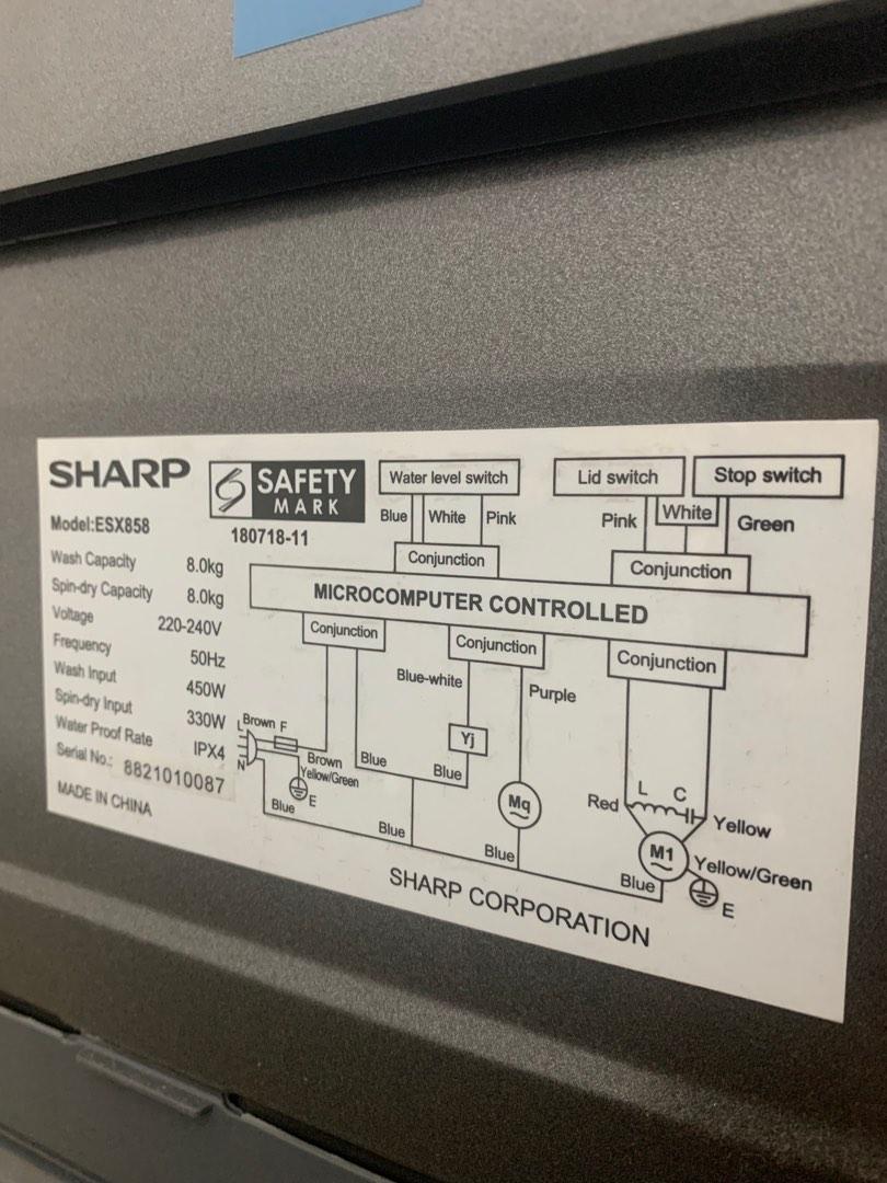 Sharp Top Load Washer 8kg, TV & Home Appliances, Washing Machines and