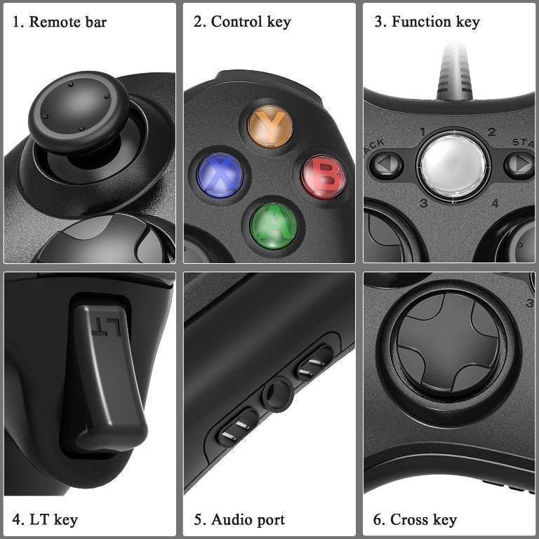 YAEYE Wired Controller for Xbox 360, Game Controller for 360 with  Dual-Vibration Turbo Compatible with Xbox 360/360 Slim and PC Windows  7,8,10,11