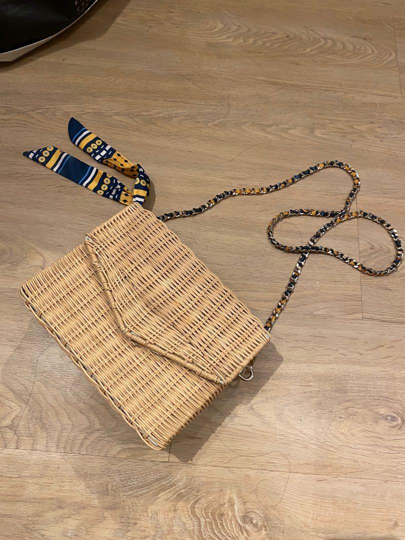 Straw Sling Bag Zara, Women's Fashion, Bags & Wallets, Crossbody