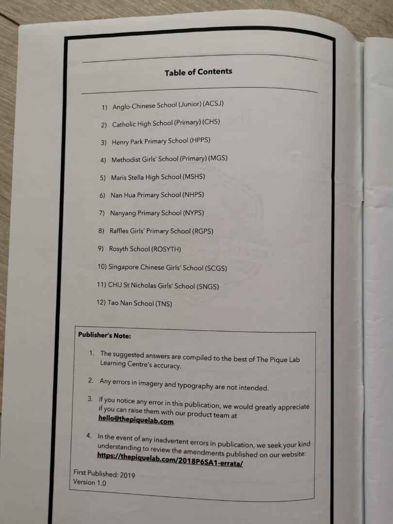 Pique Lab 2018 P6 SA1 Science Suggested Answers, Hobbies & Toys