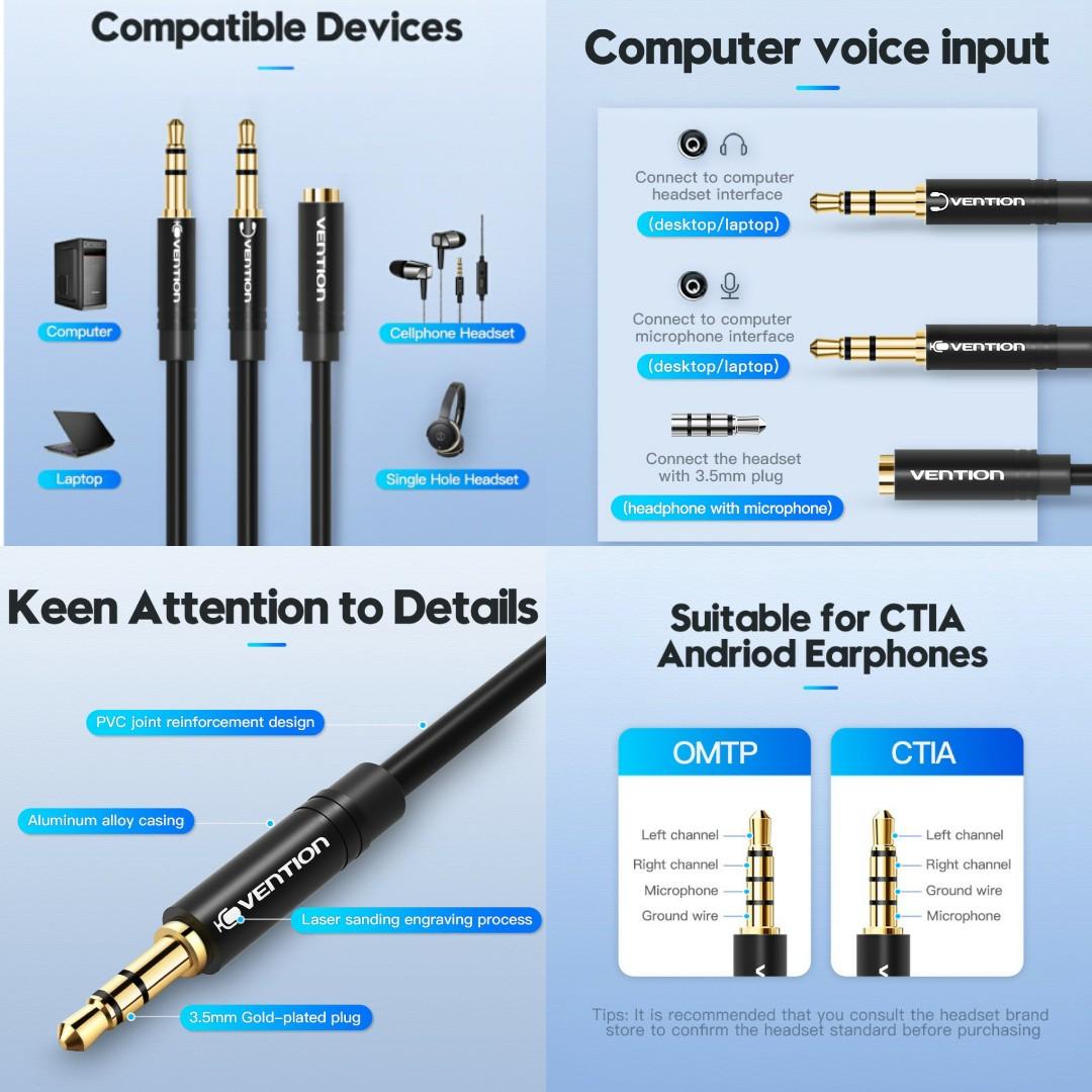 Vention Splitter Cable (Category: Cables & Adaptors) located in Quezon City. Submitted by all_items_50_each (Listing ID 1188361569, Image 3). Description: Vention Headphone audio splitter cable 3.5mm female to 2 male 1m 1 pc available - 50/each ACTUAL pic 4-6 CTTO pic 1-3 bought from online mall SEALED (NOT TRIED/TESTED) 💲ALL ITEMS 50 each 💰MOP: GCASH ➕Add shipping fee (SF 60-80 MM) ❌NO rush shipping, meet up, haggling ✔️for rush, use grab/lala
