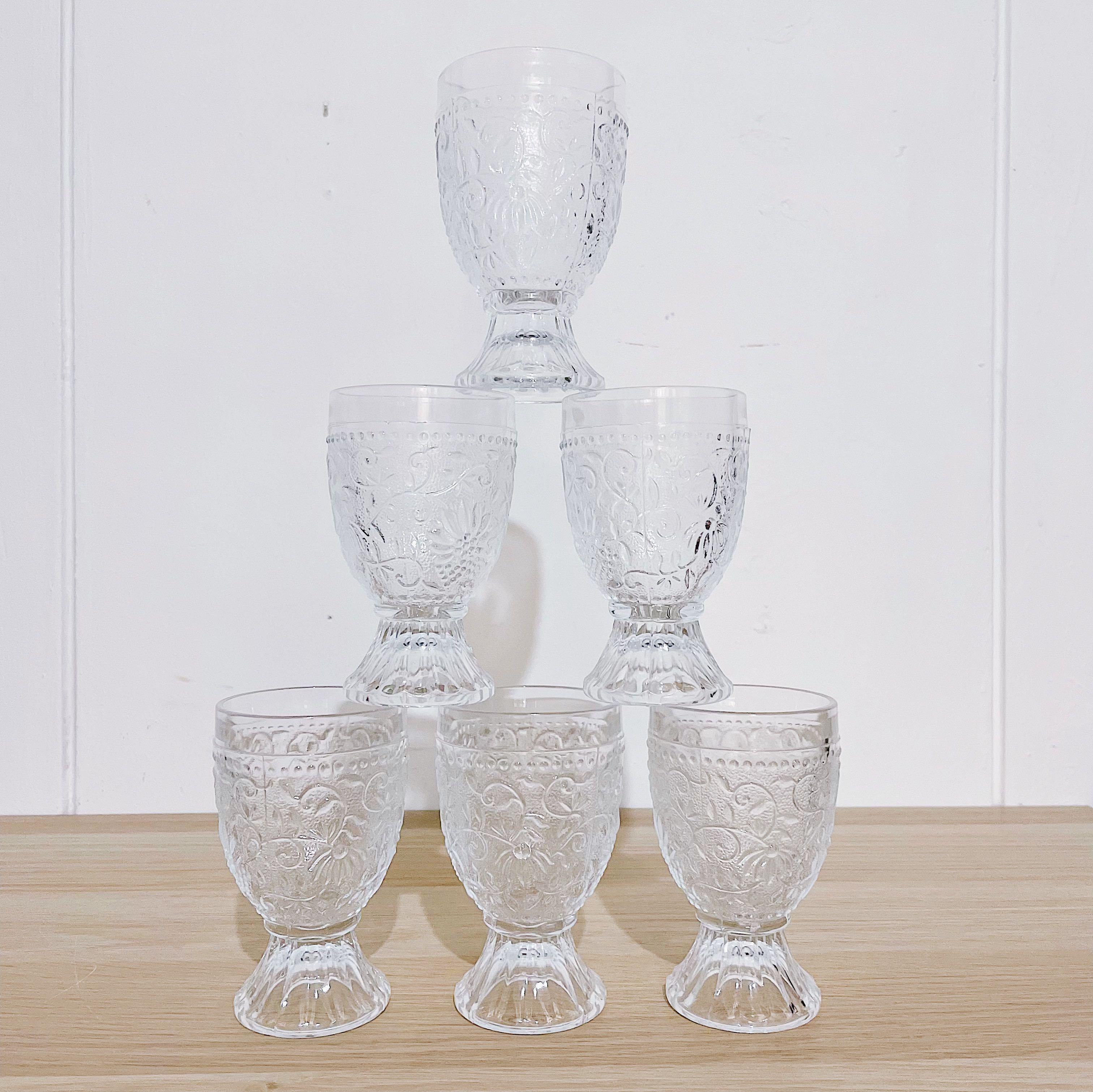 Vintage Floral Footed Drinking Glasses, Furniture & Home Living