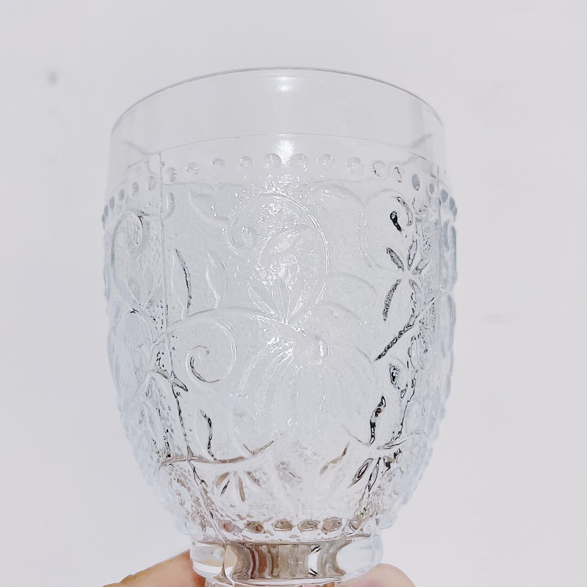 Vintage Floral Footed Drinking Glasses, Furniture & Home Living