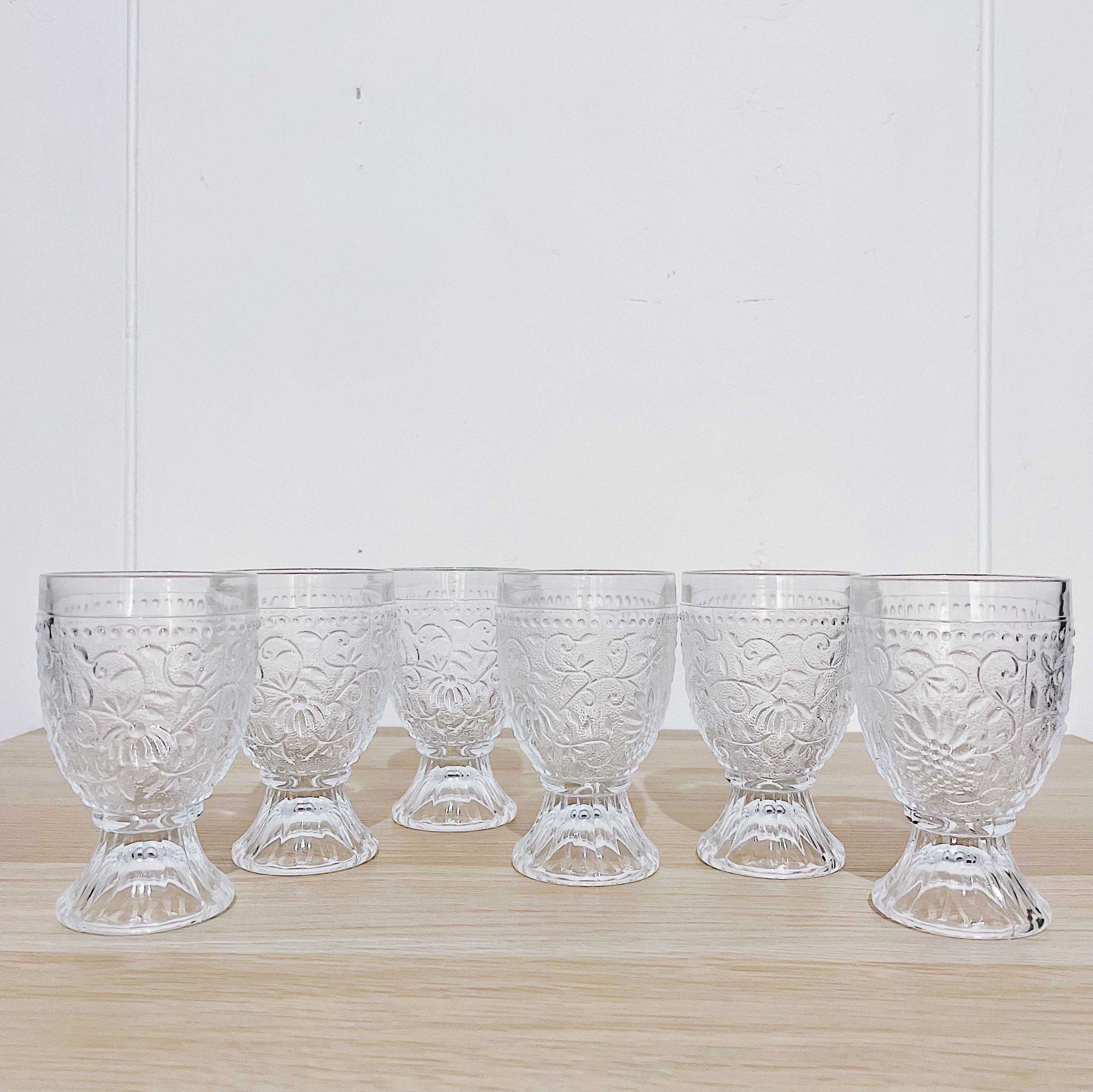Vintage Floral Footed Drinking Glasses, Furniture & Home Living