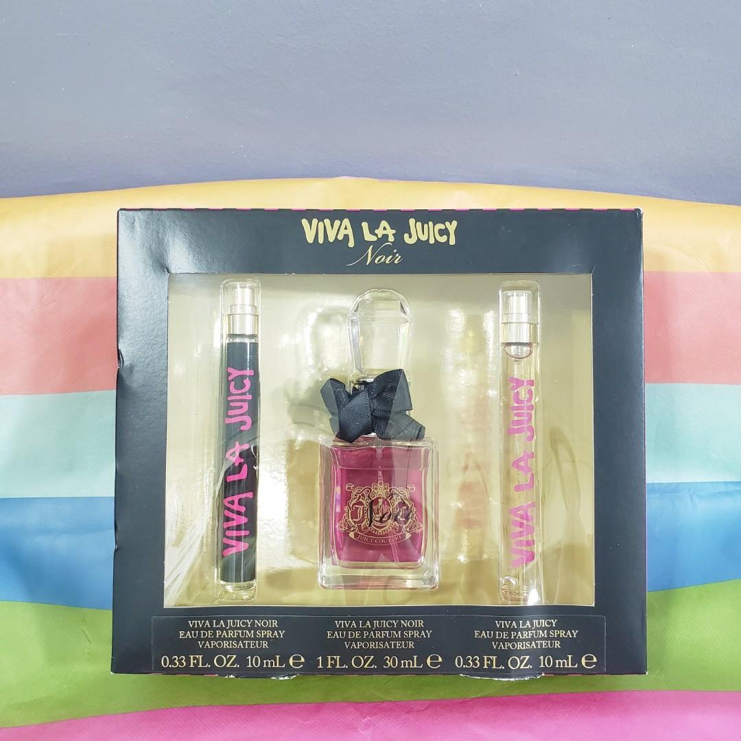 Viva La Juicy Noir (Category: Fragrance & Deodorants) located in Quezon City. Submitted by quickonlineshop (Listing ID 1188242384, Image 1). Description: 👠Authentic Viva La Juicy Noir Set 👠Eau de Parfum Spray 👠💯🇱🇷$106 🛍No COD 🛍No Return ,No Exchange, No Refund 🛍No Meet-up 🛍Payment first [MOP: GCash/ Maya or Bank Transfer].