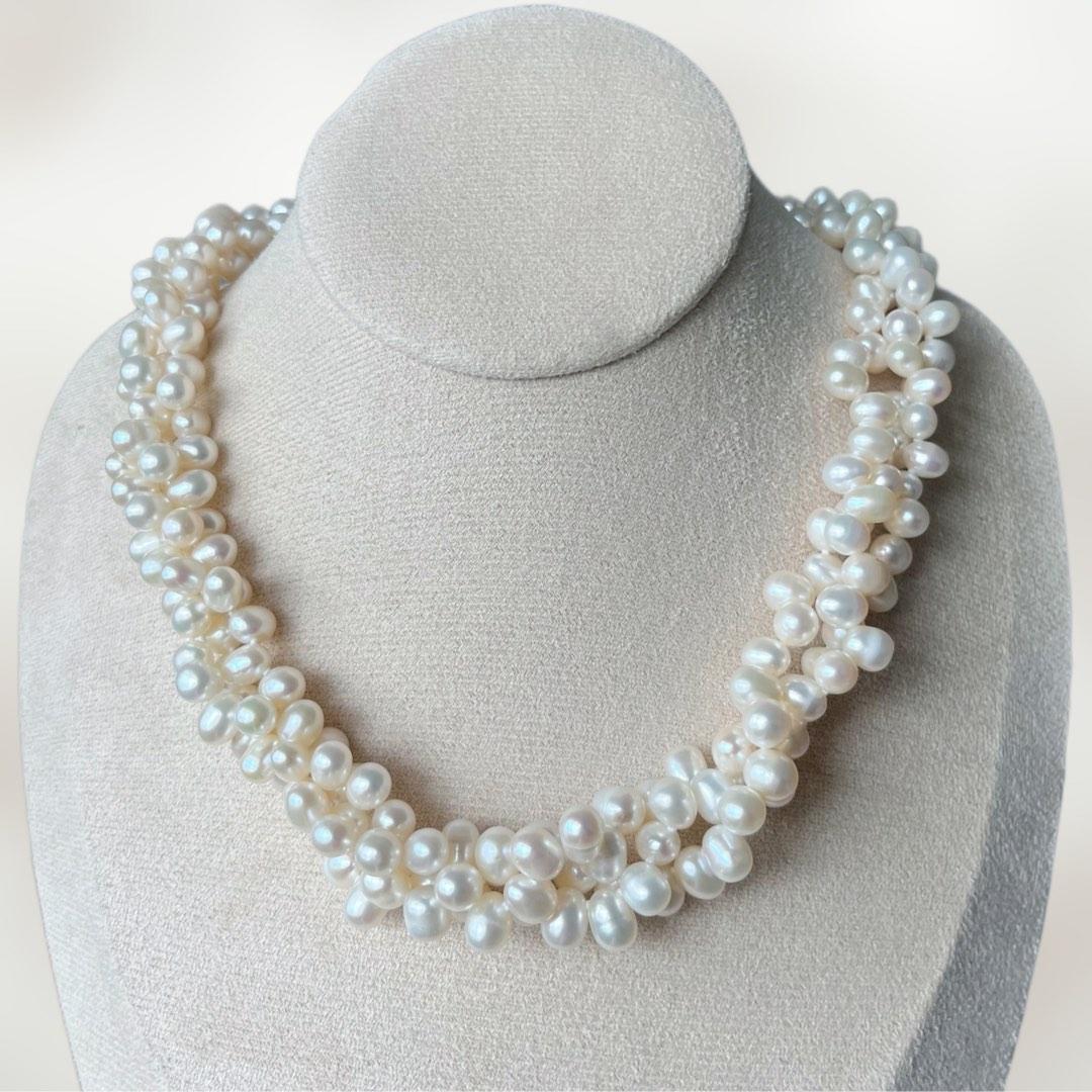 White gold sale pearl necklace