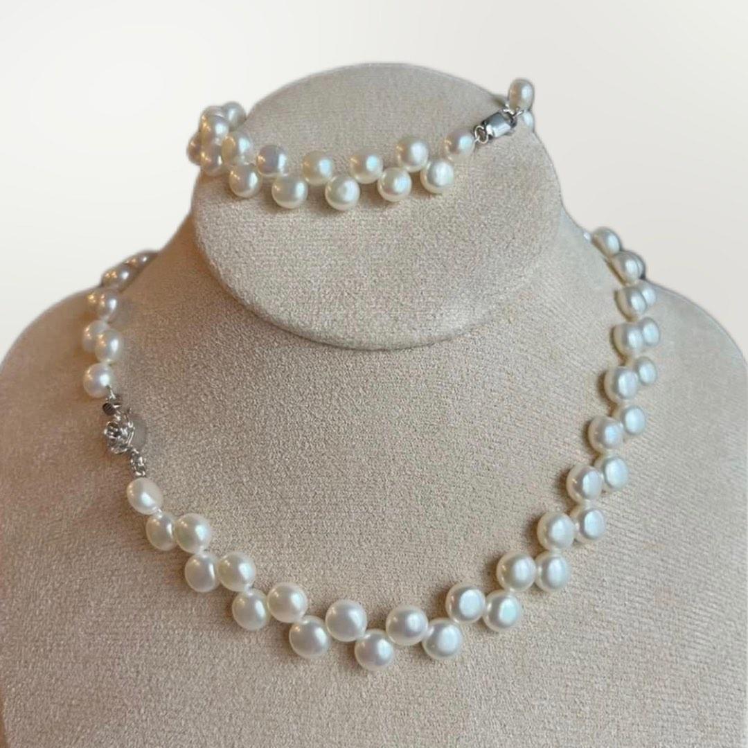 White gold necklace with pearl outlet