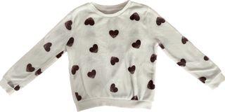 White with Violet Hearts, Long Sleeves Pajama