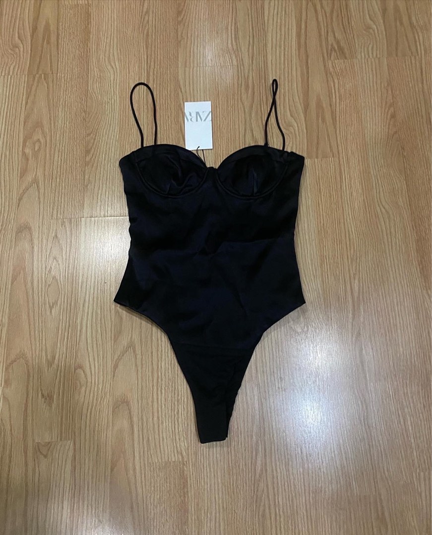 ZARA Satin Corset Bodysuit S, Women's Fashion, Tops, Others Tops on