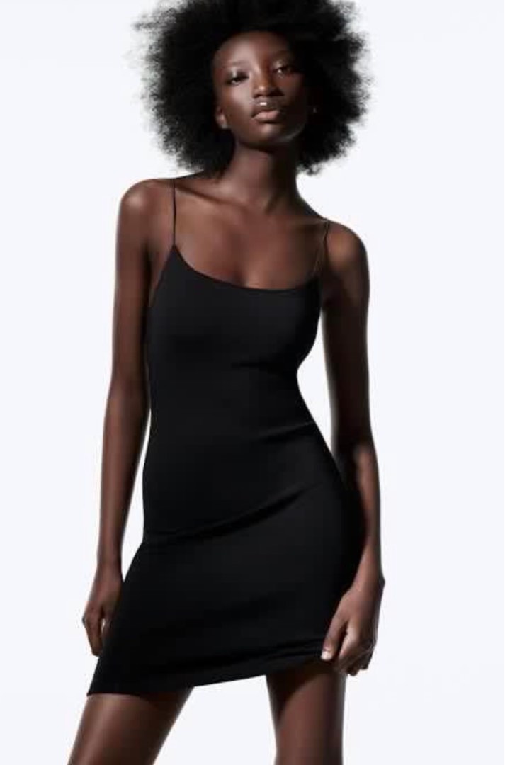 Plain black fitted best sale dress