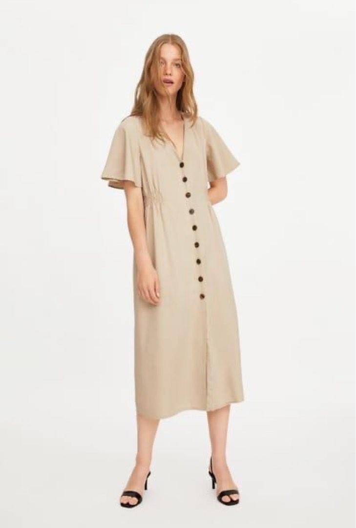 Zara beige button dress top