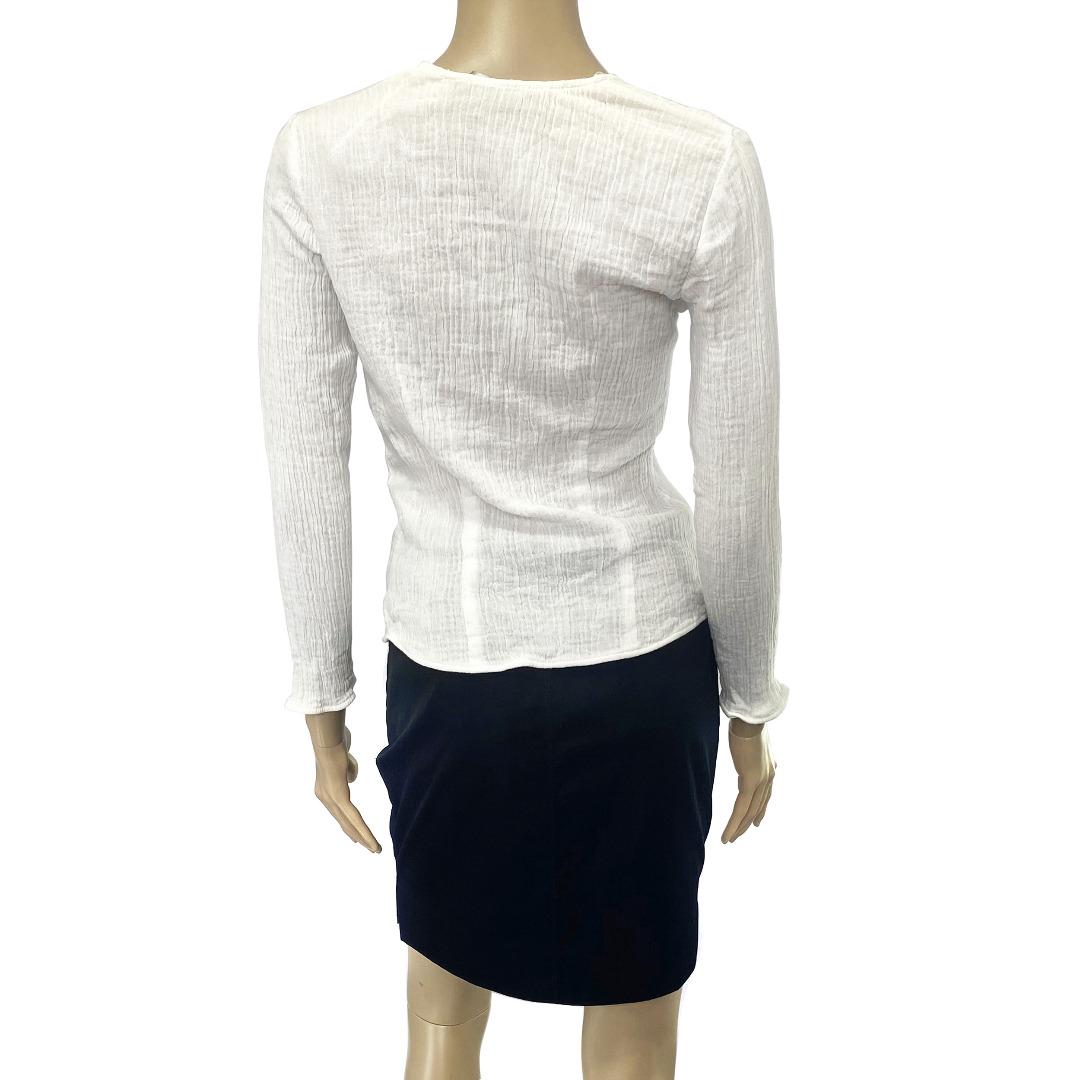 White Plunge Button Front Top - Zamina