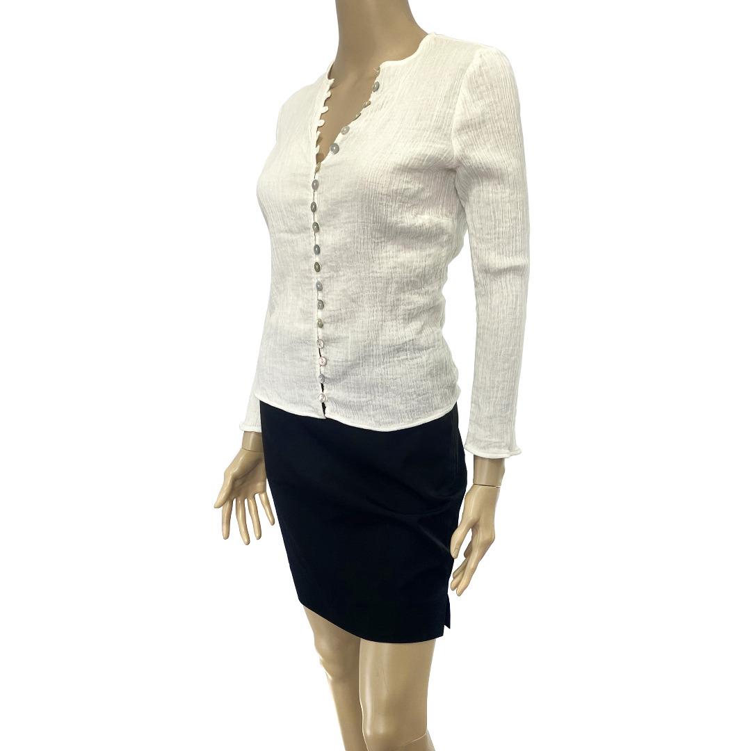White Plunge Button Front Top - Zamina main image 1