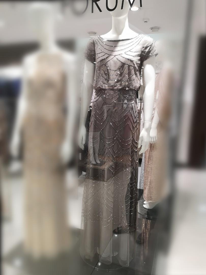 1x used Adrianna Papell long beaded gown size 16 Women s Fashion Dresses Sets Evening dresses gowns on Carousell
