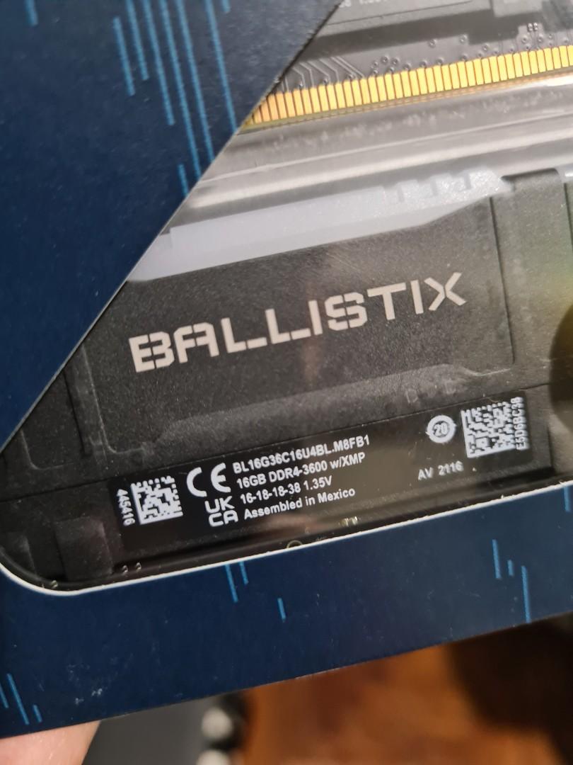 BNIB Sealed 32GB (16x2) Crucial Ballistix 3600 mhz CL16 DDR4 ARGB RAM ...