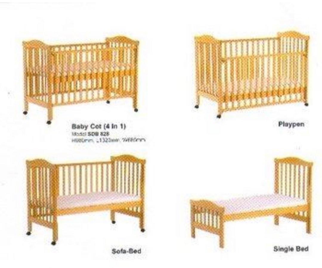 4 in 1 Convertible Baby Cot, Babies & Kids, Baby Nursery & Kids