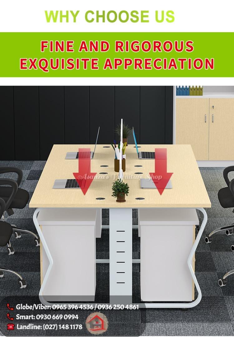 4 SEATER OFFICE DESK W/ MOBILE DRAWER, Furniture & Home Living